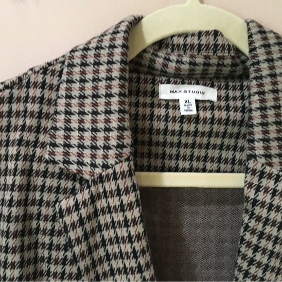 Max studio knit single breasted blazer houndstooth brown size XL new - Picture 5 of 8